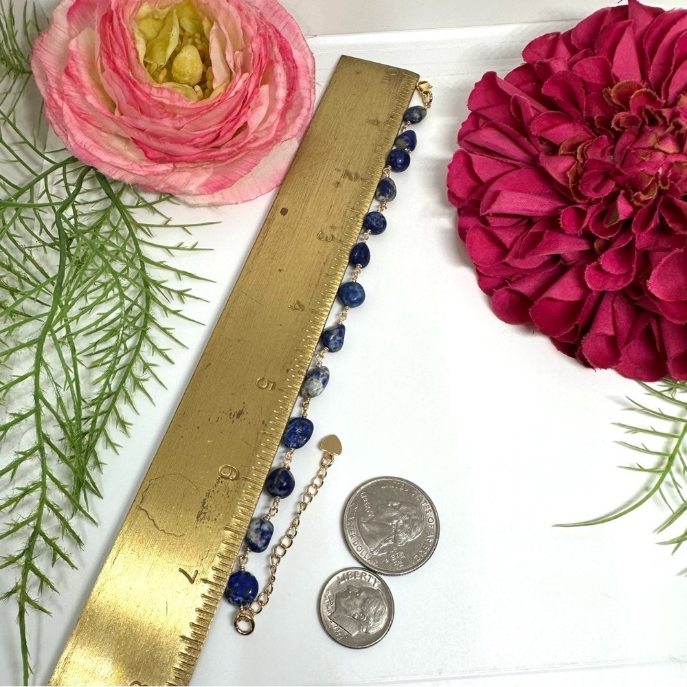 NEW⚜️Lapis Lazuli Gemstone Beaded Bracelet - Picture 4 of 5